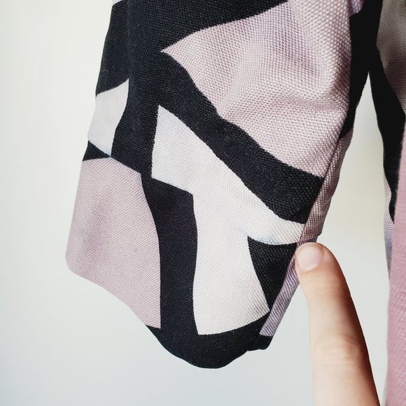 Diane Von Furstenberg Jacket Abstract Retro Double Breasted Cotton Purple 6 - Picture 13 of 14